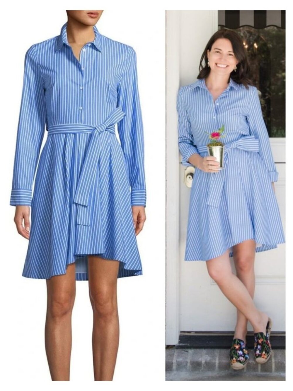 CLUB MONACO Shapira Striped Dress Size 0 Blue / White